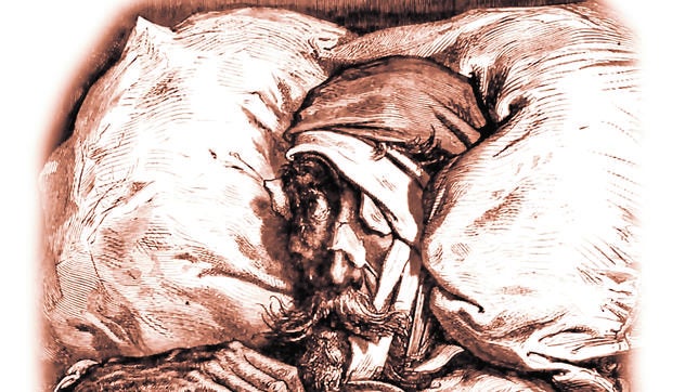 Don Quijote en el lecho de muerte, por Gustavo Doré (fragmento)
